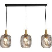 Astrid pendellamp Balk 3xE27 Zwart + 3x as grijs glas Ø180mm