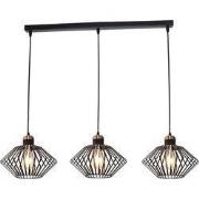 SHURU 3x E27 pendel zwart + koper balk