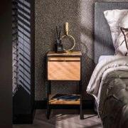 XS Nachtkastje Milo Acaciahout Metaal 1 Lade