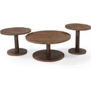 Salontafel Rond Donkerbruin Mangohout - Set Van 3 - Nao