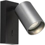 TABOO 1L GU10 (excl) zwart + geborsteld staal, wand licht