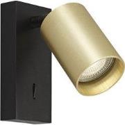 Tabor 1L wandlamp GU10 (excl) zwart + geborsteld goud met schakelaar
