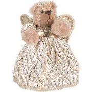 Clayre & Eef Kerstdecoratie Beer 25 cm Beige Goudkleurig Stof