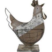 Clayre & Eef Eierhouder Kip 34x16x41 cm Bruin Beige Hout Metaal Eierma...