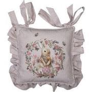 Clayre & Eef Kussenhoes Stoelkussen  40x40 cm Beige Roze Katoen Vierka...