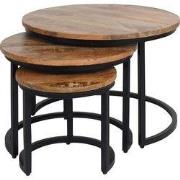 Salontafel Set van 3 - Industriële Salontafelset Erjan - Mangohout