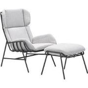 Garden Impressions Fresno loungestoel incl. voetenbank - donker grijs