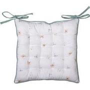 Clayre & Eef Stoelkussen Foam  40x40 cm Wit Groen Katoen Vierkant Bloe...