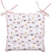 Clayre & Eef Stoelkussen Foam  40x40x4 cm Beige Roze Katoen Vlinders Z...