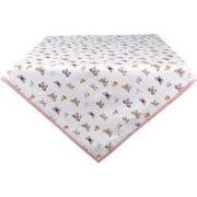 Clayre & Eef Tafelkleed  150x150 cm Beige Roze Katoen Vierkant Vlinder...