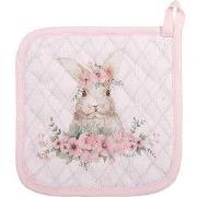 Clayre & Eef Pannenlap  20x20 cm Roze Katoen Vierkant Konijn