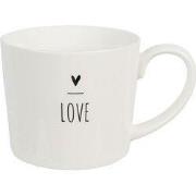 Clayre & Eef Mok  275 ml Wit Keramiek Hart LOVE Drinkbeker