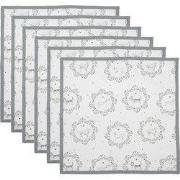 Clayre & Eef Servetten Katoen Set van 6 40x40 cm Wit Grijs Vierkant Ho...