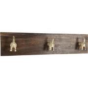 Clayre & Eef Wandkapstok  44x8x10 cm Bruin Hout Ijzer Rechthoek