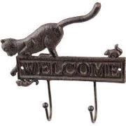 Clayre & Eef Wandhaak Kat 22x5x20 cm Bruin Ijzer Welcome Kapstok