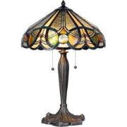 LumiLamp Tiffany Tafellamp  Ø 41x61 cm  Beige Groen Glas Driehoek Tiff...
