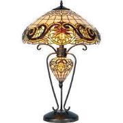 LumiLamp Tiffany Tafellamp  Ø 46x76 cm Geel Glas Driehoek Tiffany Bure...