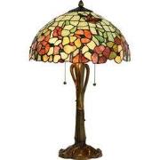 Lumilamp Tiffany Tafellamp Ø 40x63 cm Beige Rood Glas Bloemen