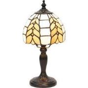 LumiLamp Tiffany Tafellamp  Ø 14x29 cm  Beige Wit Glas Tiffany Bureaul...