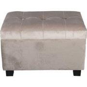 Clayre & Eef Poef  50x34x33 cm Beige Hout Textiel Rechthoek Hocker
