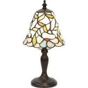 LumiLamp Tiffany Tafellamp  Ø 16x31 cm  Beige Geel Glas Kunststof Bloe...