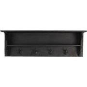 Clayre & Eef Wandkapstok 4 haken  90x18x29 cm Zwart Hout