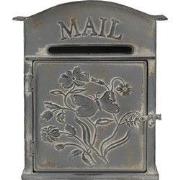Clayre & Eef Brievenbus  26x10x31 cm Grijs Metaal Rechthoek Mail Wandb...