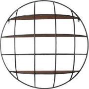 Clayre & Eef Wandrek  91x20 cm Zwart Bruin Ijzer Hout Rond Muurrek