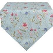 Clayre & Eef Tafelloper  50x160 cm Blauw Groen Katoen Bloemen Tafelkle...