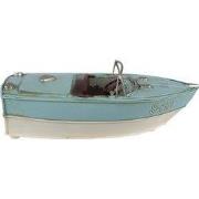 Clayre & Eef Decoratie Miniatuur Boot 24x11x9 cm Turquoise Beige Ijzer...