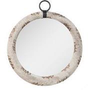 Clayre & Eef Spiegel  Ø 41 cm Grijs Bruin Metaal Glas Rond Grote Spieg...