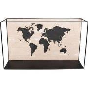 Clayre & Eef Wandrek  46x10x28 cm Zwart Bruin MDF Metaal Wereldkaart W...