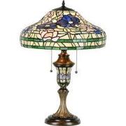 Lumilamp Tiffany Tafellamp Ø 46x60 cm Beige Groen Glas Bloemen