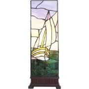 Lumilamp Tiffany Tafellamp 18x18x48 cm Beige Paars Glas Zeilboot