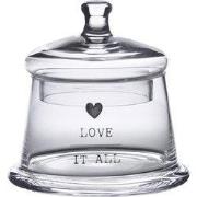 Clayre & Eef Voorraadpot Deksel  Ø 12x13 cm Glas Rond Hart Love it all...
