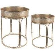 Clayre & Eef Bijzettafel Set van 2  Ø 47x58 cm Goudkleurig Metaal Side...