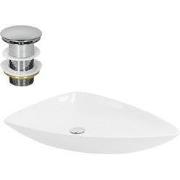 Wastafel incl. zilverkleurige waste zonder overloop 69x46x13 cm wit ke...