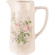 Clayre & Eef Decoratie Kan  21x15x25 cm Roze Beige Keramiek Bloemen Wa...