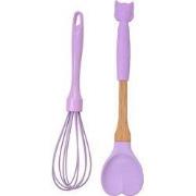 Clayre & Eef Keukengerei set van 2 Uil 28x6 / 26x6 cm Paars Siliconen