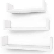 Set van 3 moderne wandplanken - Glanzend wit