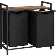 Wasmand met 2 zakken van zwart Oxford-stof en metalen frame - L73 x H7...
