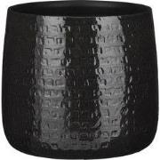 Mica Decorations Floyd Bloempot - 28x28x23.5 cm - Keramiek - Zwart