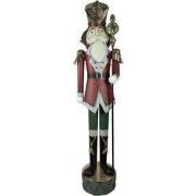 Clayre & Eef Beeld Notenkraker 202 cm Rood Metaal Kerstdecoratie