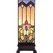LumiLamp Tiffany Tafellamp  17x17x44 cm Beige Blauw Glas Vierkant Tiff...