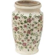 Clayre & Eef Vaas  Ø 15x26 cm Roze Beige Keramiek Bloemen Decoratie Va...