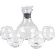 Clayre & Eef Karaf met Glazen  1740 ml / 375 ml Glas Rond Waterkan