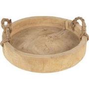 Clayre & Eef Decoratie Dienblad  Ø 35 cm Bruin Hout Rond Serveerschaal