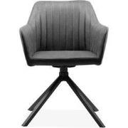 Set van 2 Antracietkleurige Stoelen met Zwarte Poten L60 cm - Ray