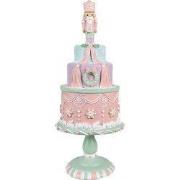 Clayre & Eef Decoratie Beeld Taart Ø 17x42 cm Roze Kunststof