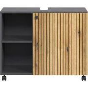 Onderkast met wielen, 1 deur en 2 open vakken L80 cm - PUREBLISS